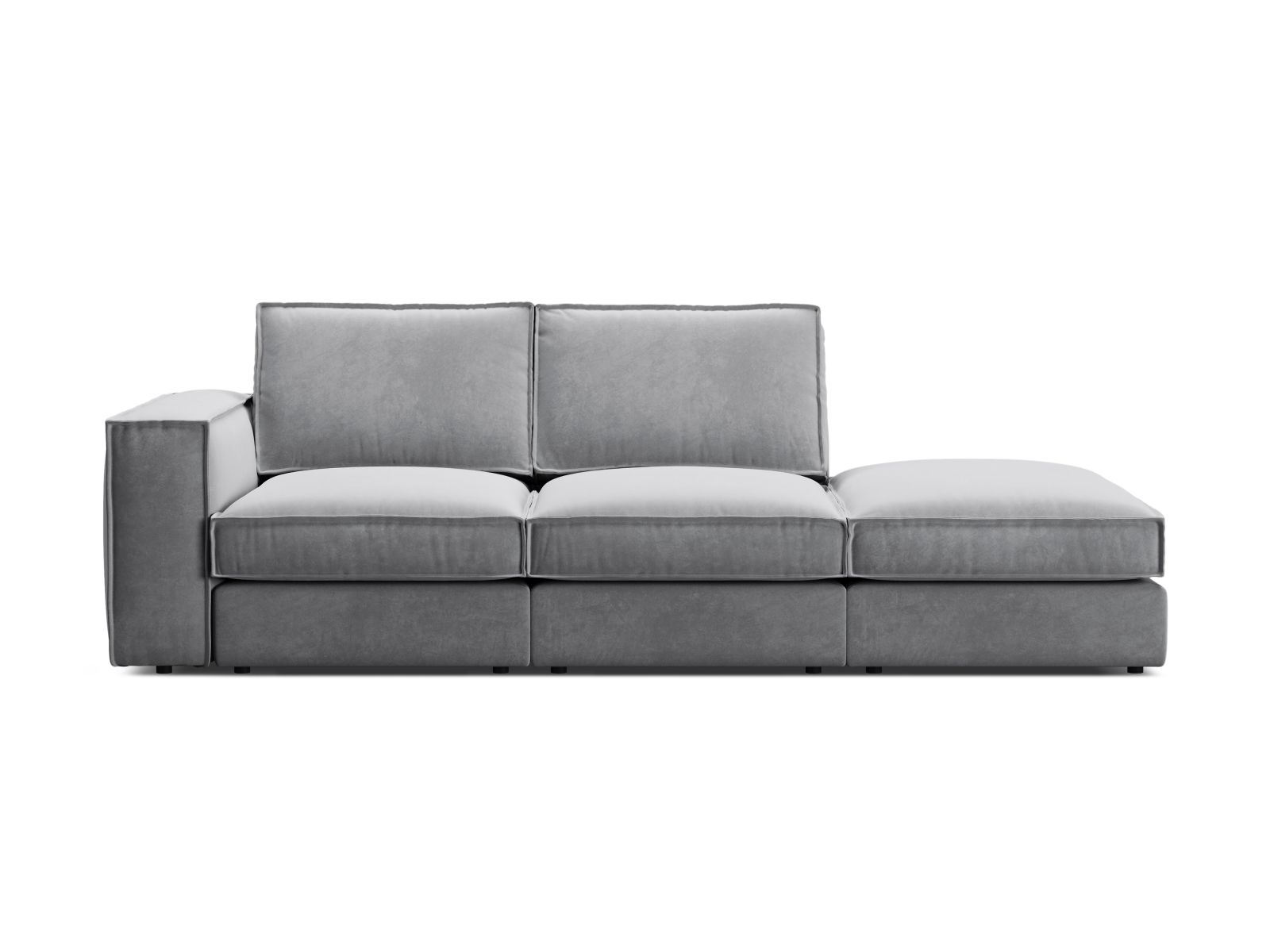Velvet Modular Right Open Sofa, "Pola", 3 Seats, 259x103x88