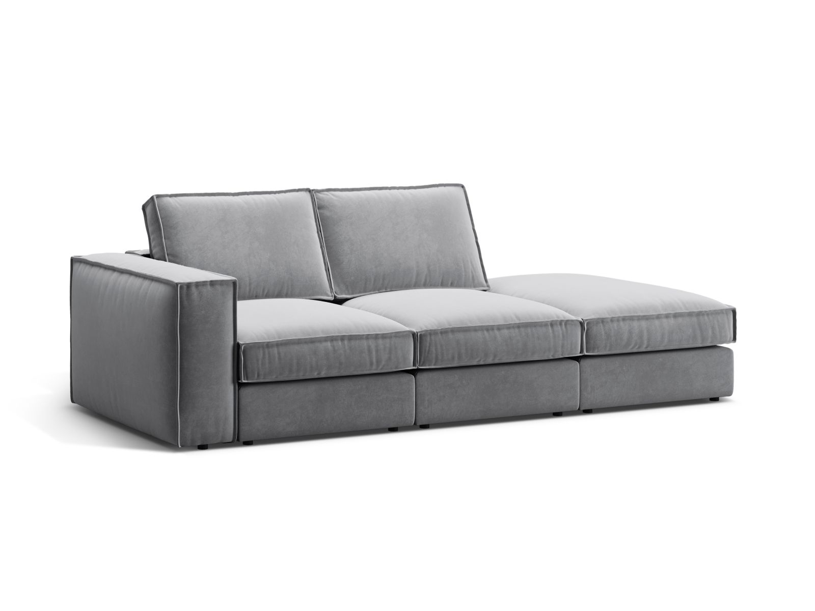 Velvet Modular Right Open Sofa, "Pola", 3 Seats, 259x103x88