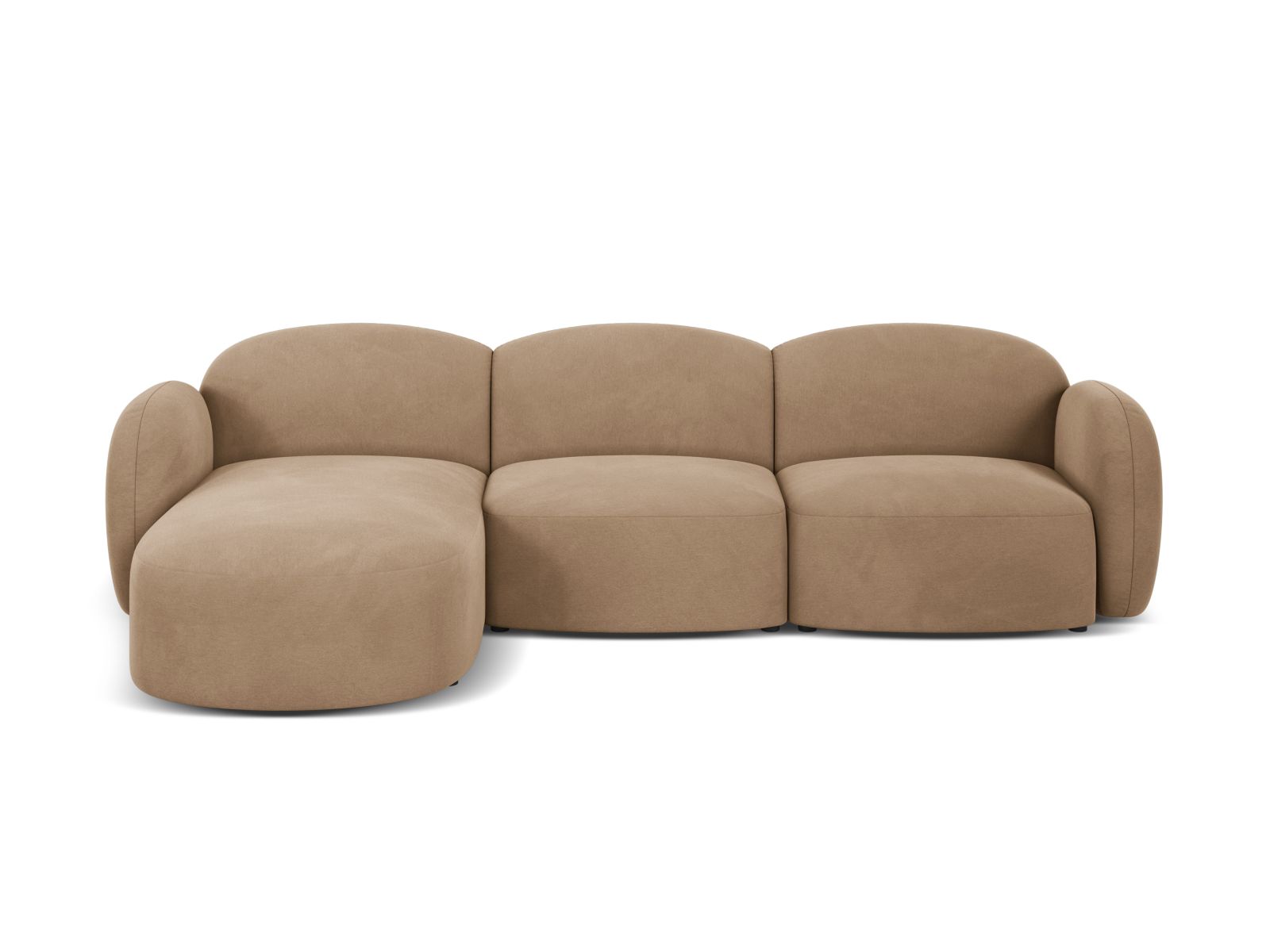 Velvet Left Corner Sofa, "Blair", 4 Seats, 274x167x76