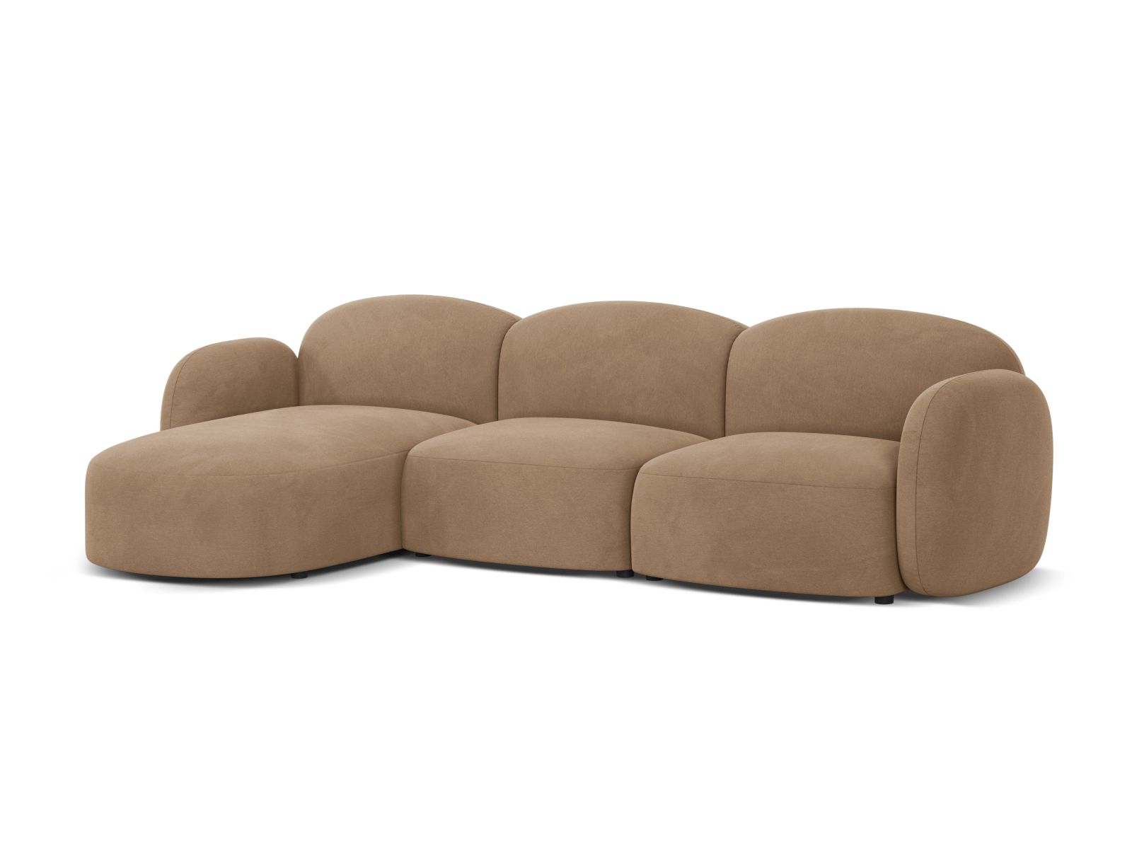 Velvet Left Corner Sofa, "Blair", 4 Seats, 274x167x76