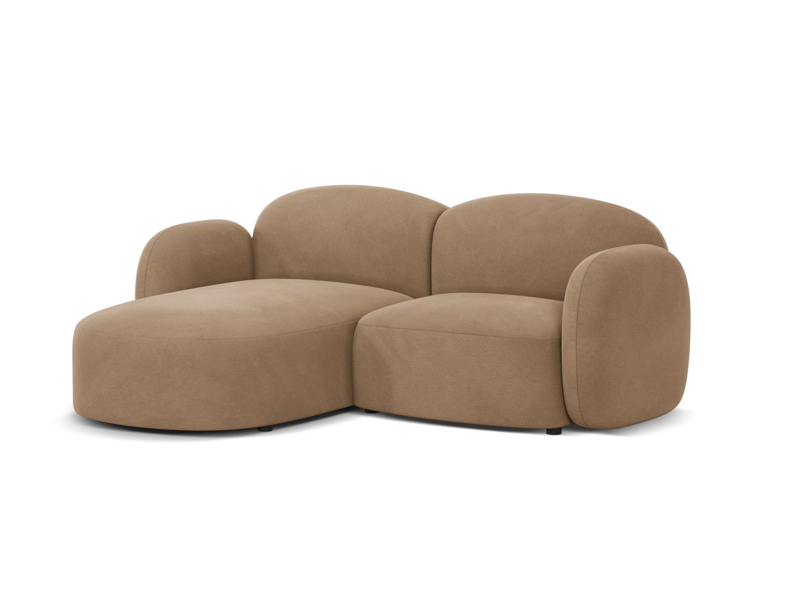 Velvet Left Corner Sofa, "Blair", 3 Seats, 194x167x76
