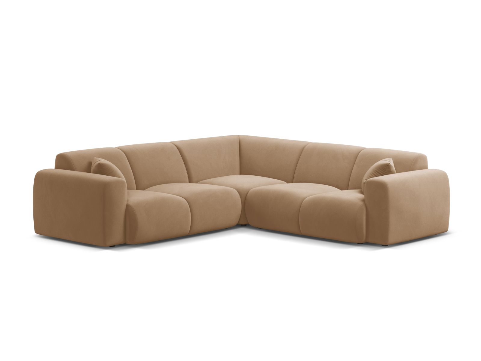 Velvet Symmetrical Corner Sofa, "Molino", 5 Seats, 252x252x72