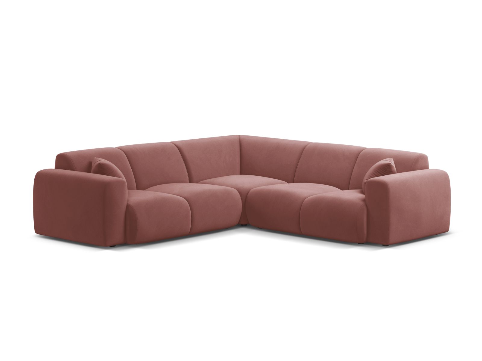 Velvet Symmetrical Corner Sofa, "Molino", 5 Seats, 252x252x72