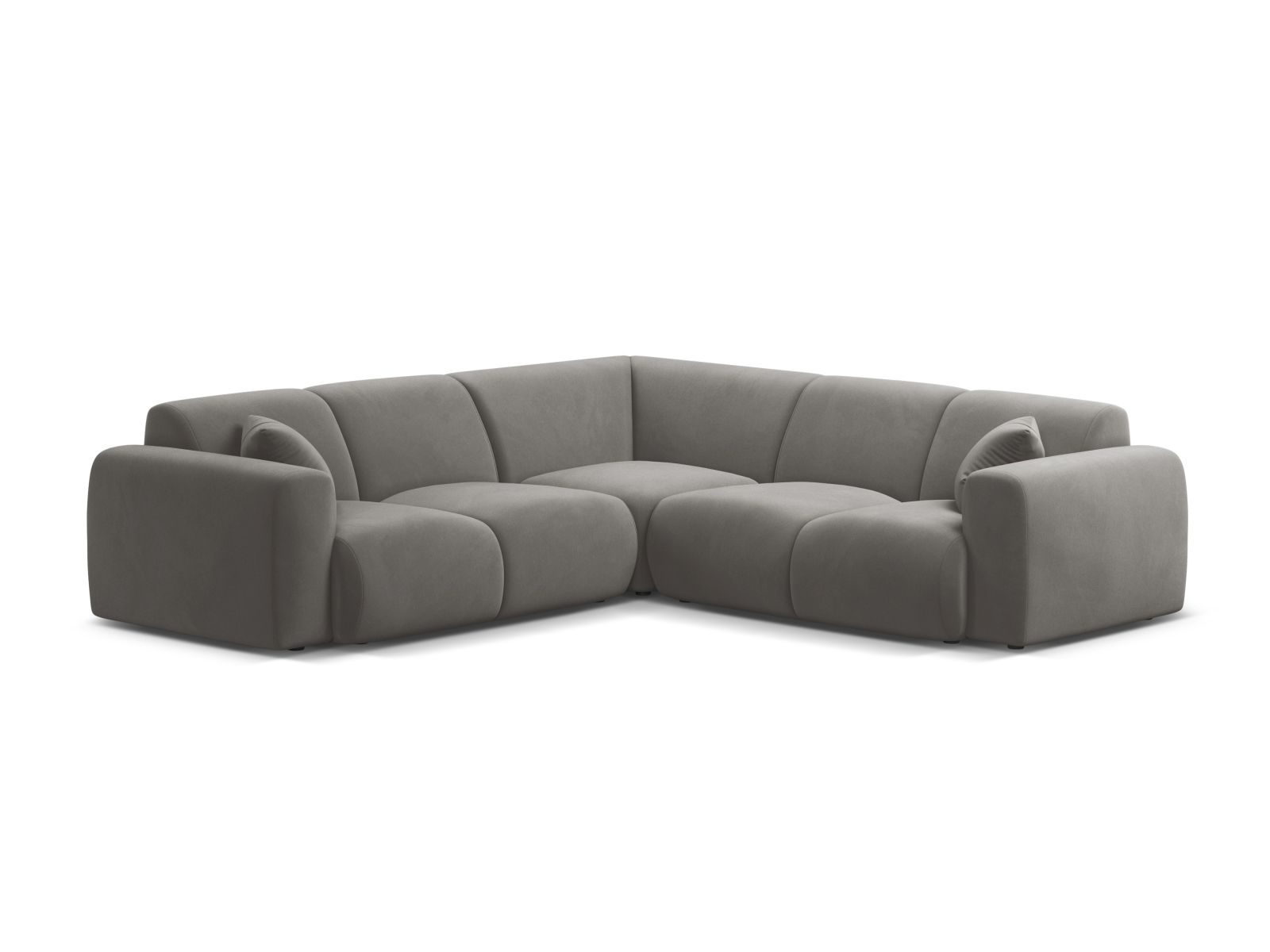 Velvet Symmetrical Corner Sofa, "Molino", 5 Seats, 252x252x72