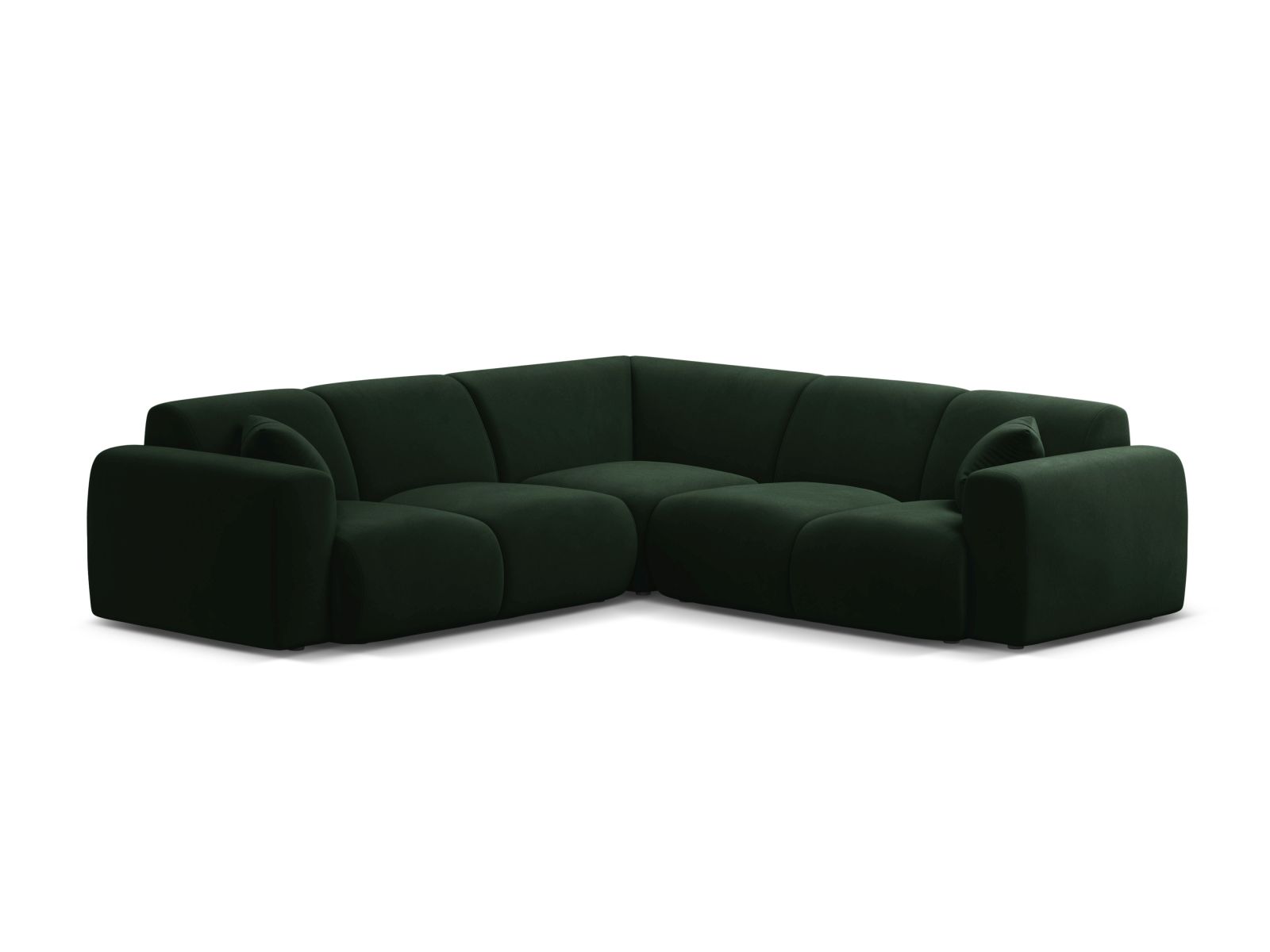 Velvet Symmetrical Corner Sofa, "Molino", 5 Seats, 252x252x72