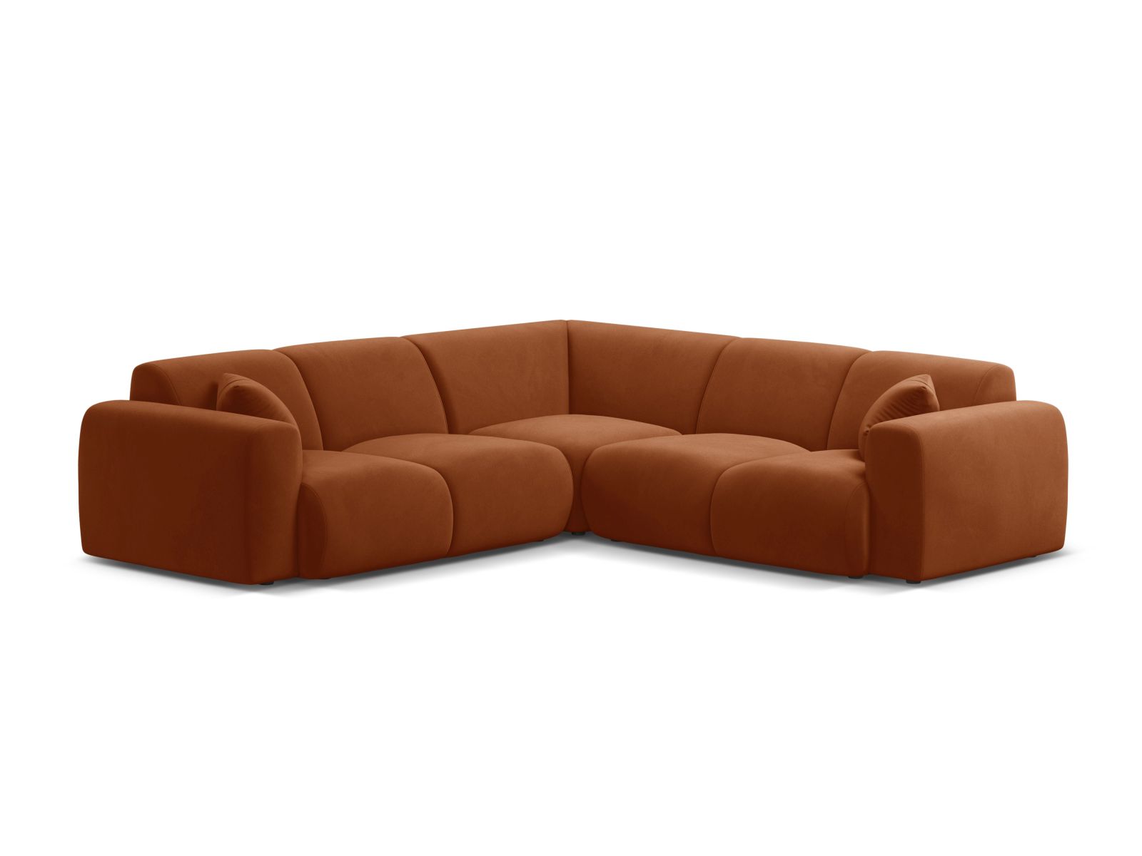 Velvet Symmetrical Corner Sofa, "Molino", 5 Seats, 252x252x72
