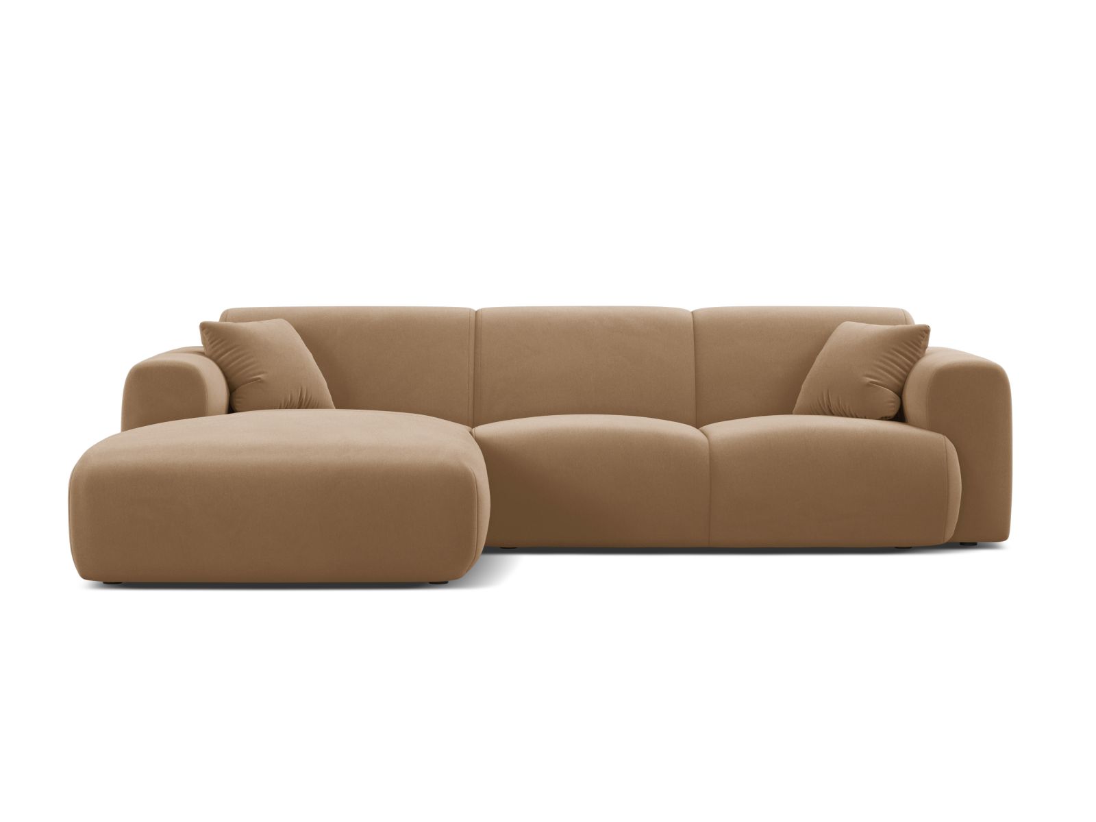Velvet Left Corner Sofa, "Molino", 4 Seats, 255x170x72