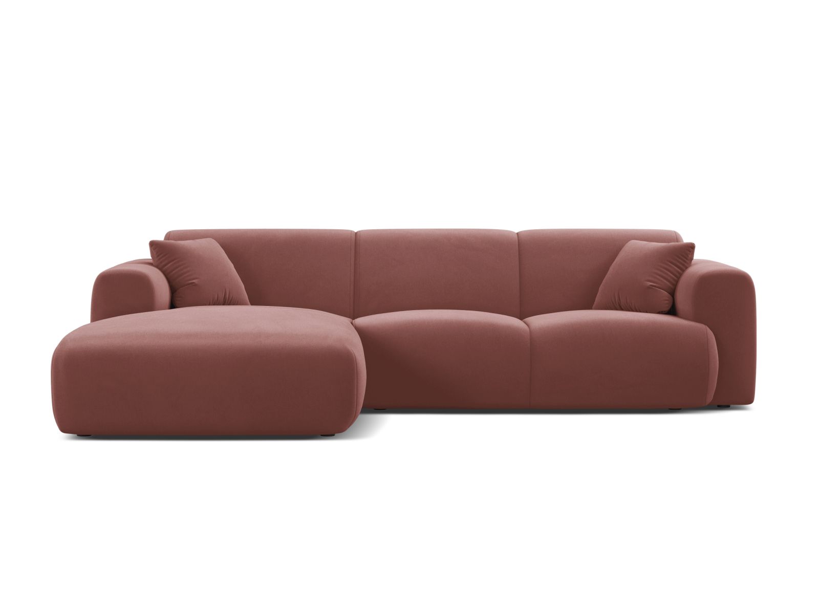 Velvet Left Corner Sofa, "Molino", 4 Seats, 255x170x72