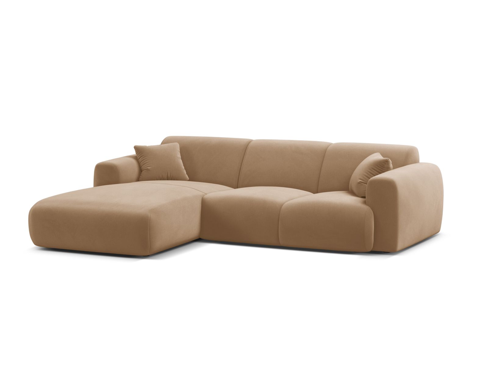 Velvet Left Corner Sofa, "Molino", 4 Seats, 255x170x72