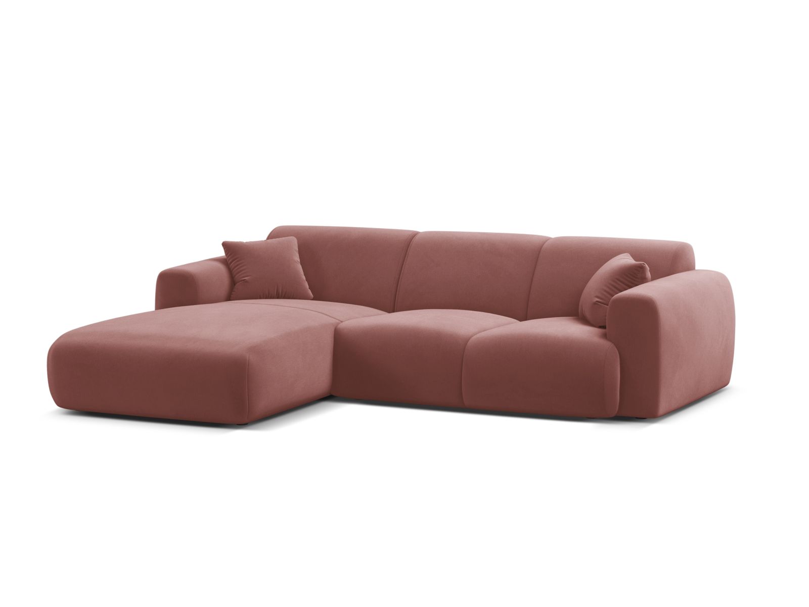 Velvet Left Corner Sofa, "Molino", 4 Seats, 255x170x72
