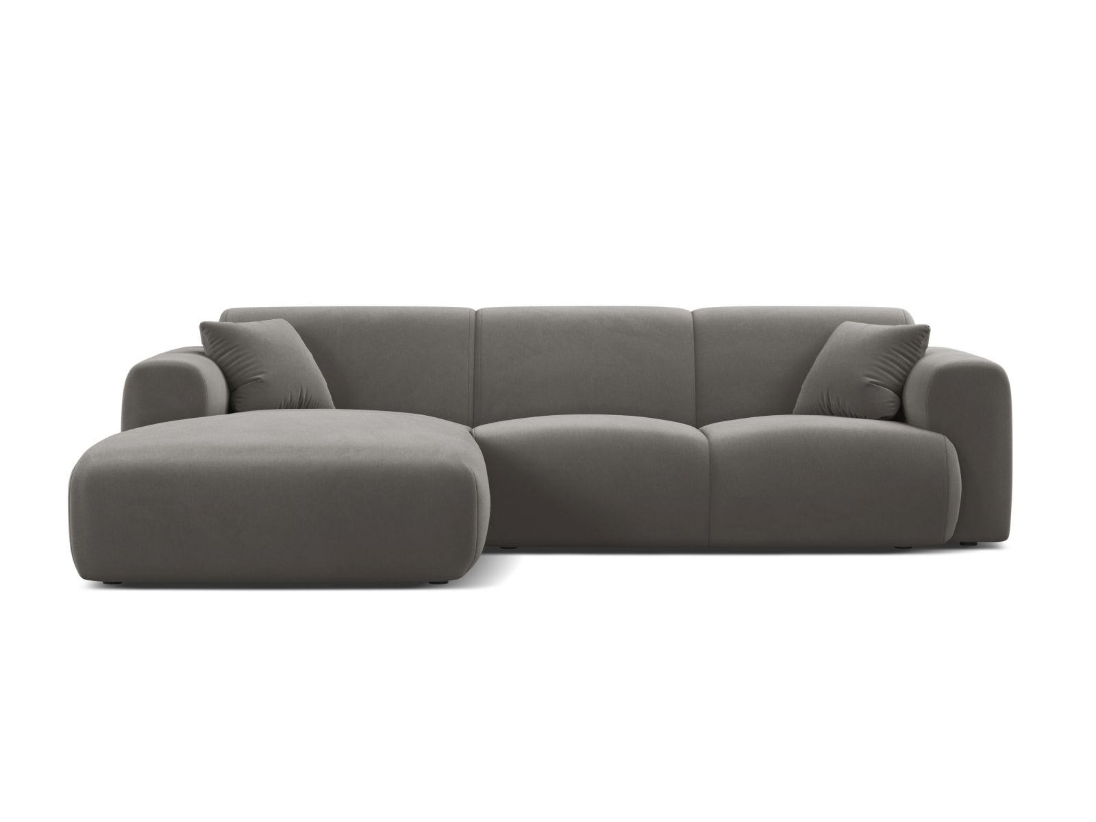 Velvet Left Corner Sofa, "Molino", 4 Seats, 255x170x72