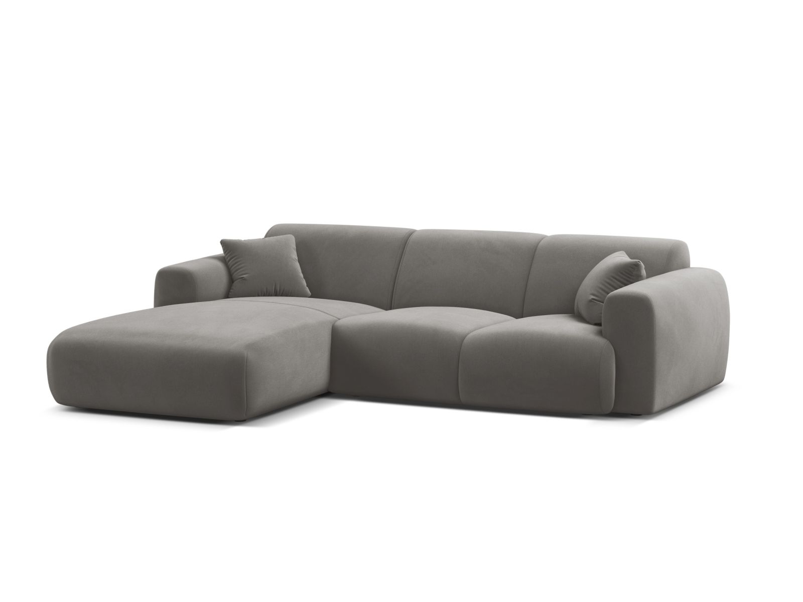 Velvet Left Corner Sofa, "Molino", 4 Seats, 255x170x72