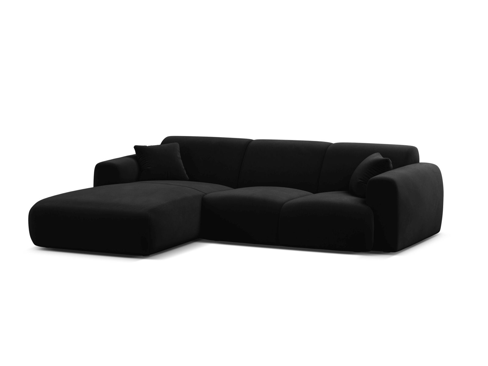 Velvet Left Corner Sofa, "Molino", 4 Seats, 255x170x72