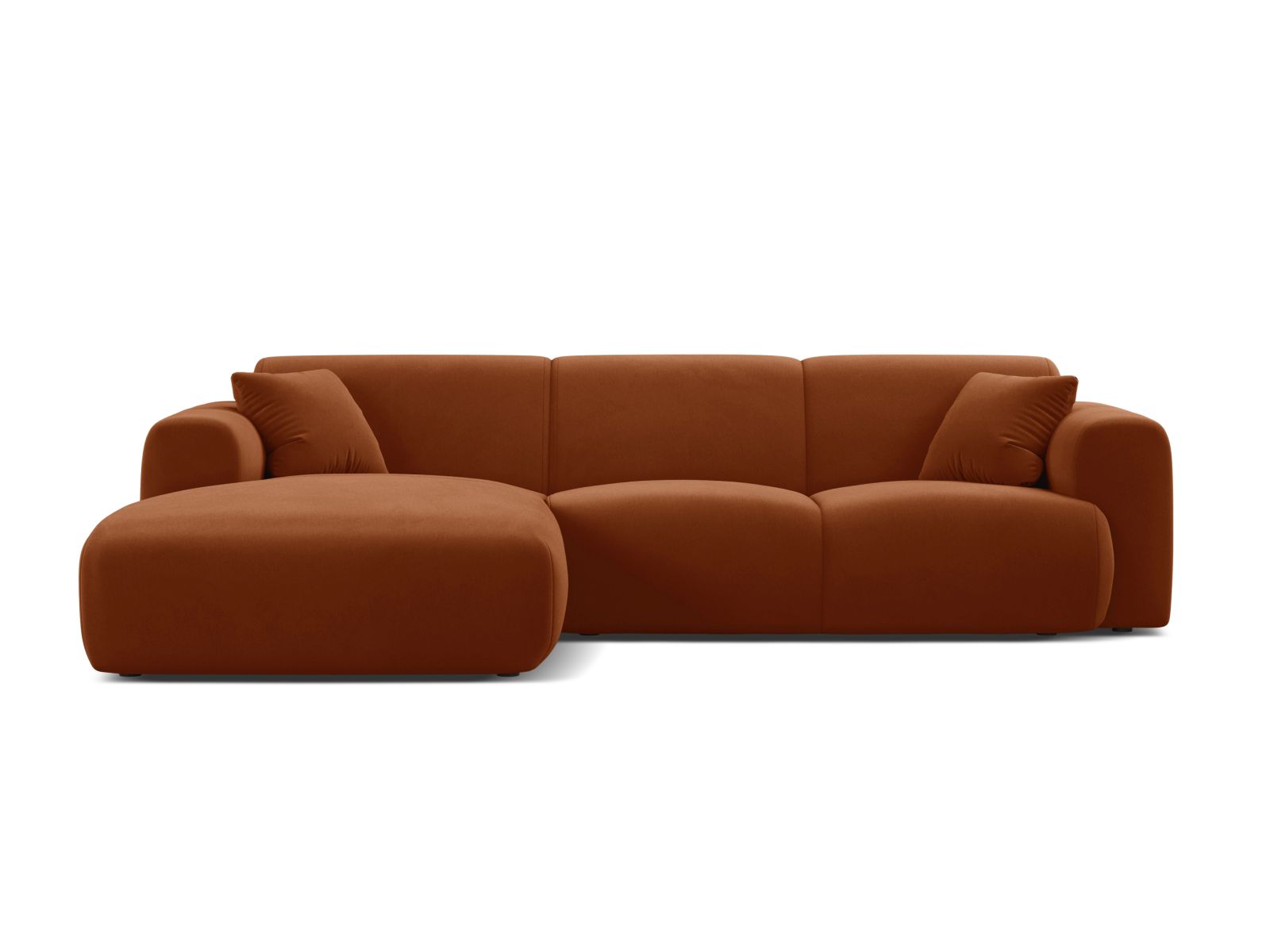 Velvet Left Corner Sofa, "Molino", 4 Seats, 255x170x72