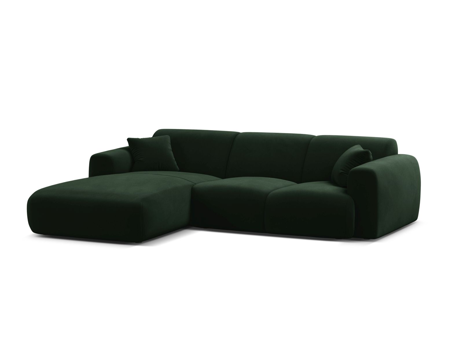 Velvet Left Corner Sofa, "Molino", 4 Seats, 255x170x72