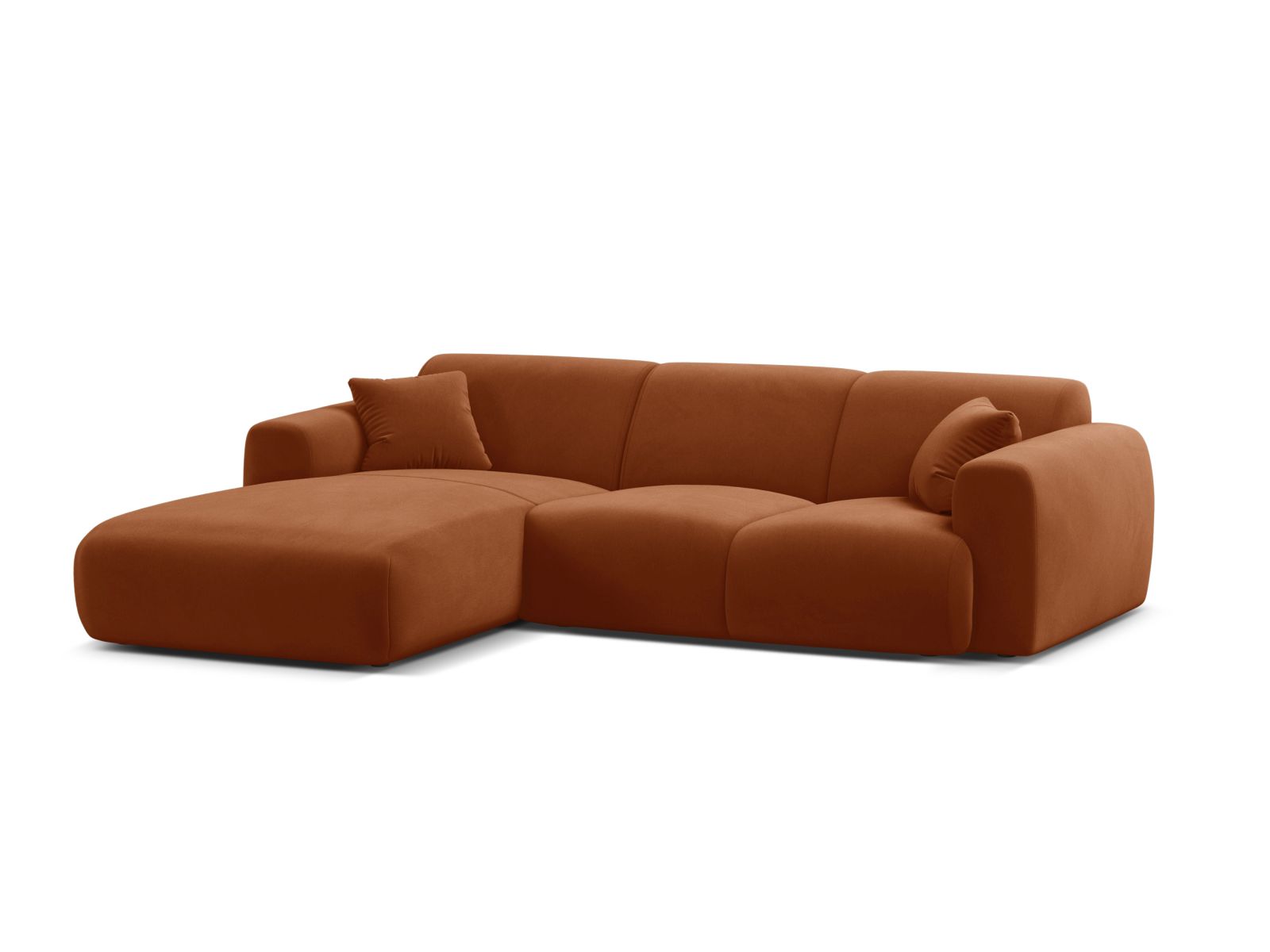 Velvet Left Corner Sofa, "Molino", 4 Seats, 255x170x72