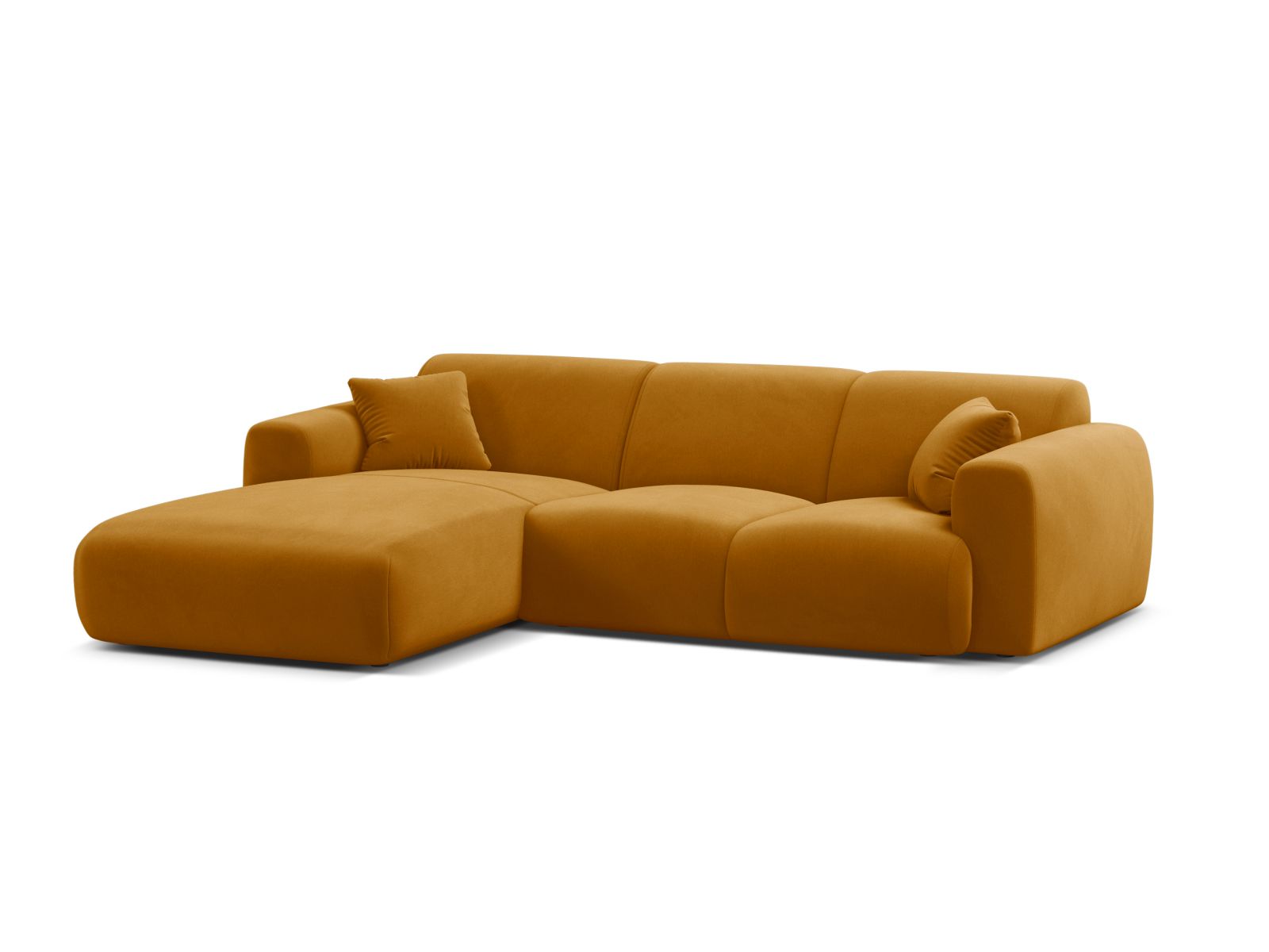 Velvet Left Corner Sofa, "Molino", 4 Seats, 255x170x72