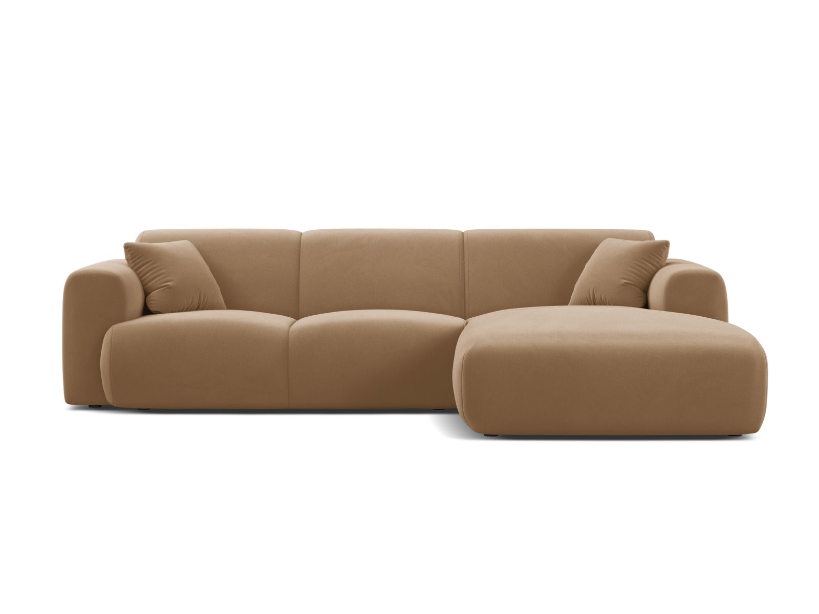 Velvet Right Corner Sofa, "Molino", 4 Seats, 255x170x72