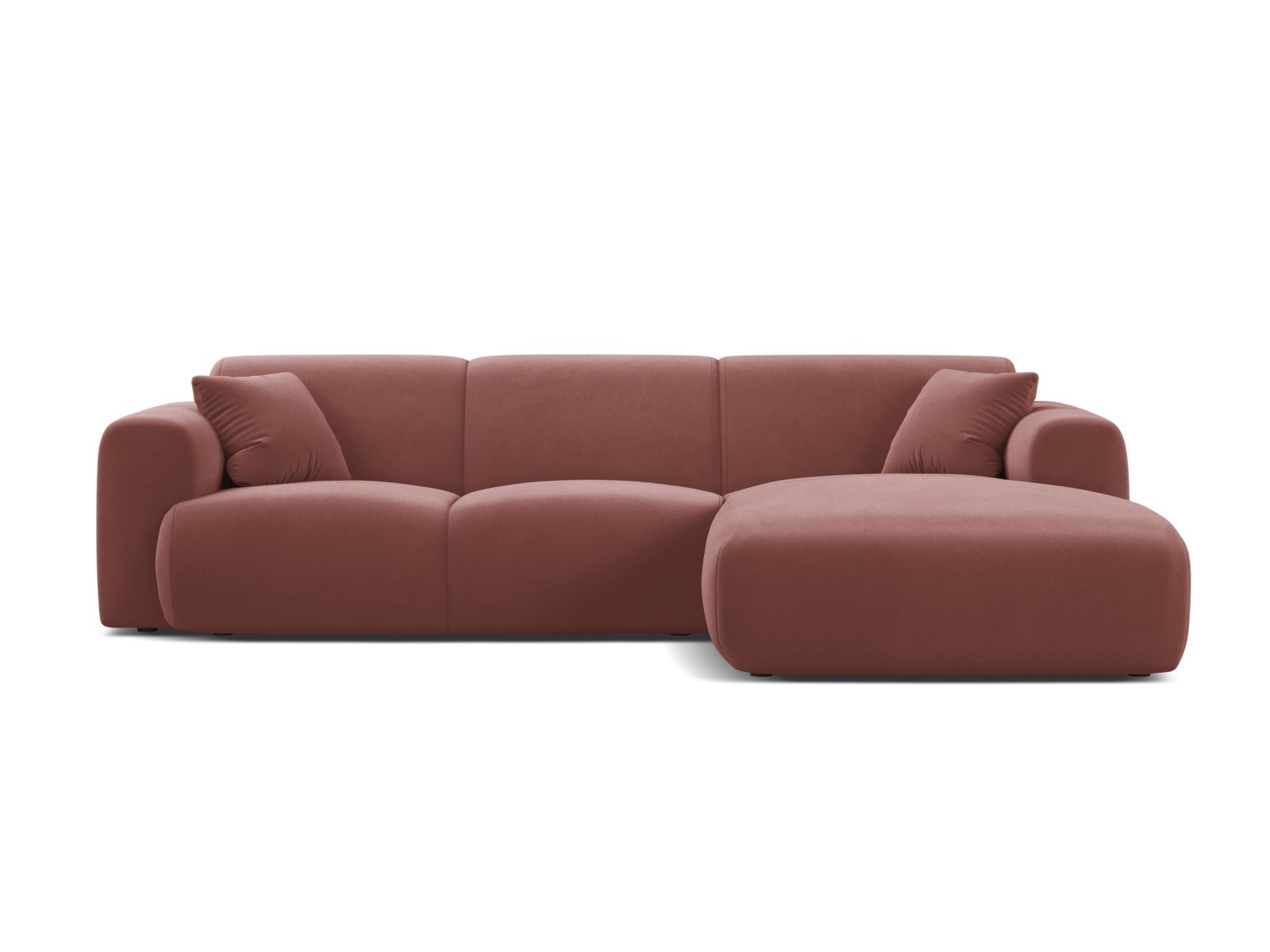 Velvet Right Corner Sofa, "Molino", 4 Seats, 255x170x72