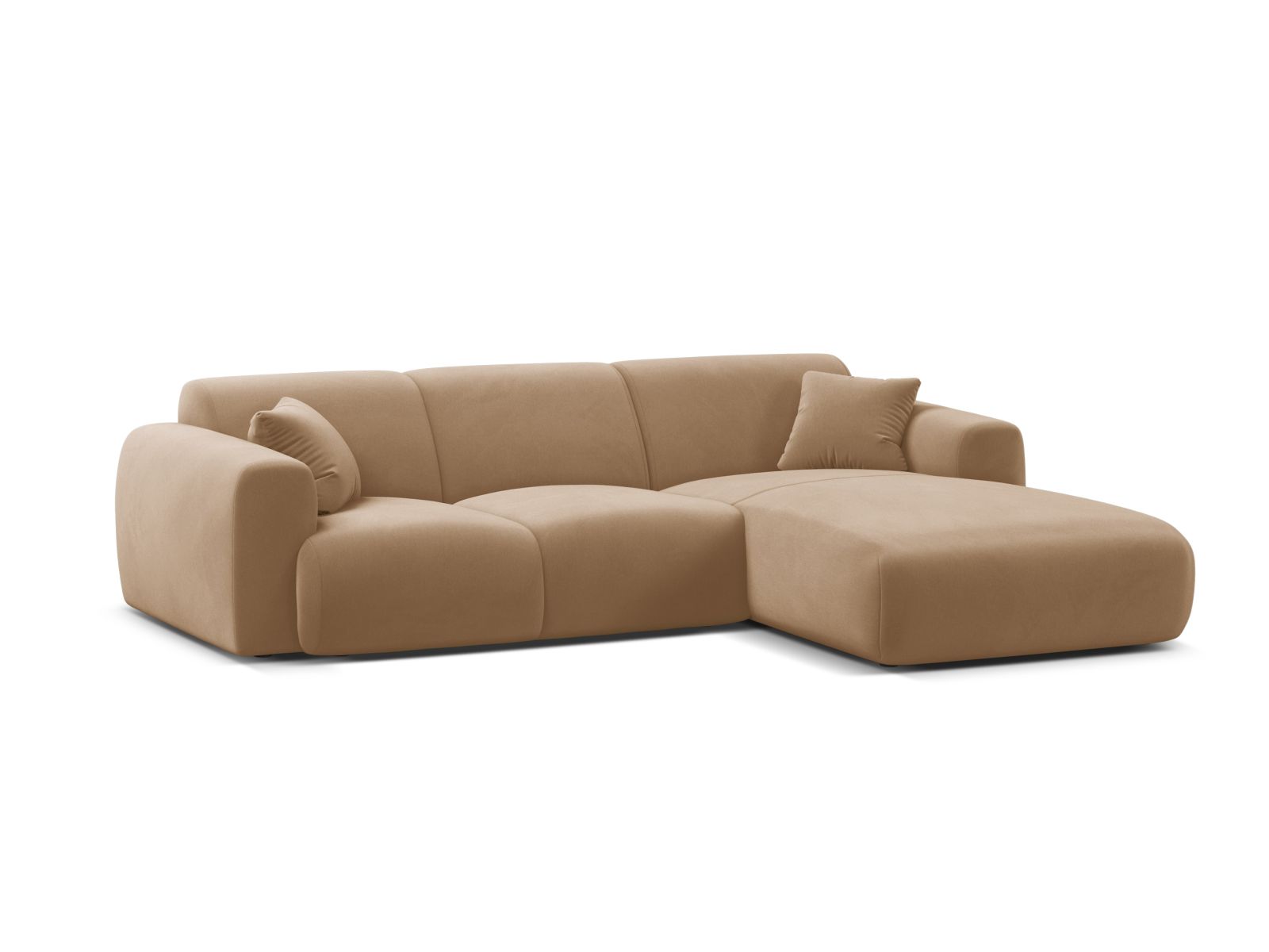 Velvet Right Corner Sofa, "Molino", 4 Seats, 255x170x72