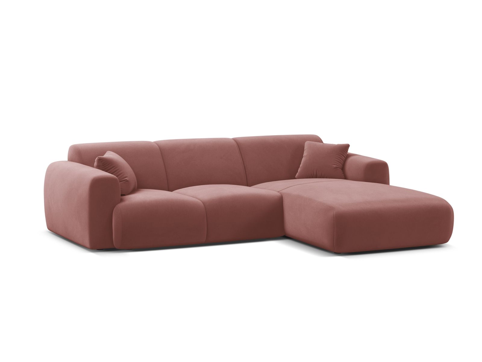 Velvet Right Corner Sofa, "Molino", 4 Seats, 255x170x72