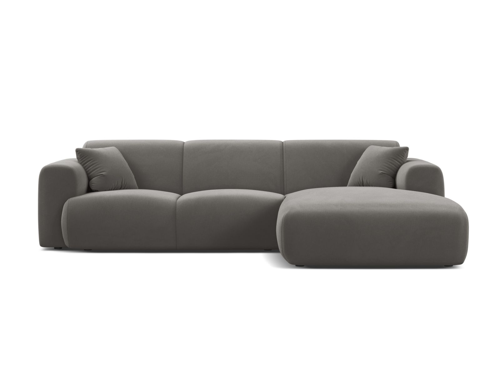 Velvet Right Corner Sofa, "Molino", 4 Seats, 255x170x72