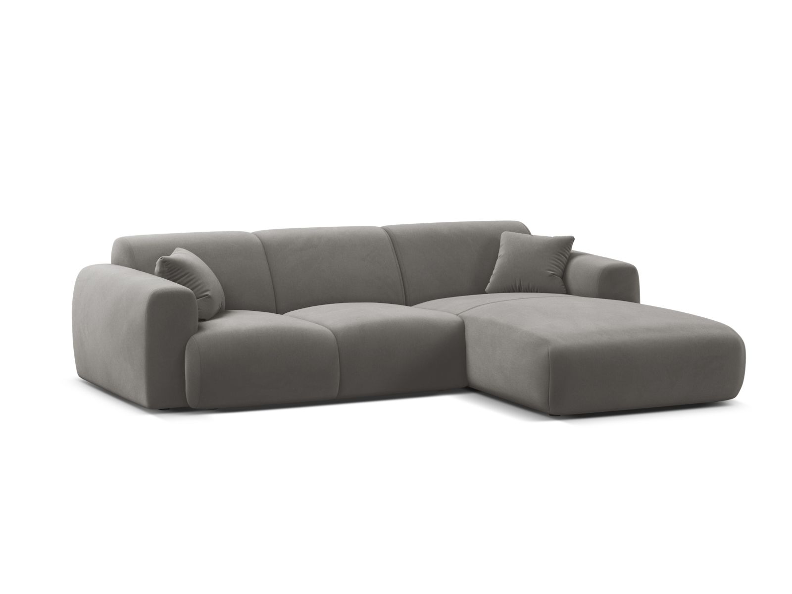 Velvet Right Corner Sofa, "Molino", 4 Seats, 255x170x72
