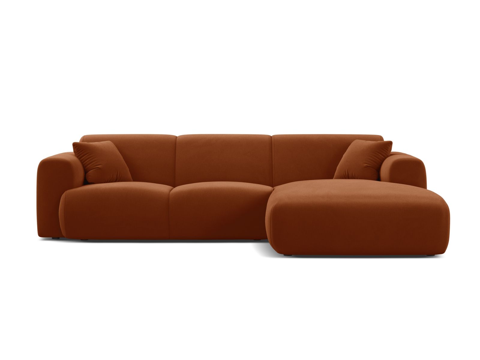 Velvet Right Corner Sofa, "Molino", 4 Seats, 255x170x72