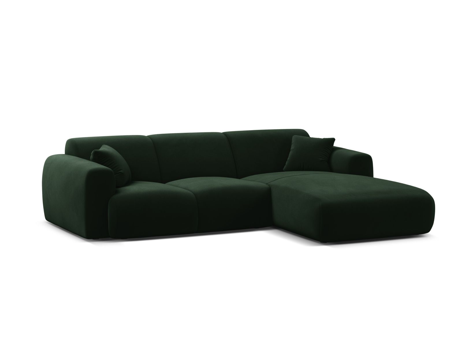 Velvet Right Corner Sofa, "Molino", 4 Seats, 255x170x72