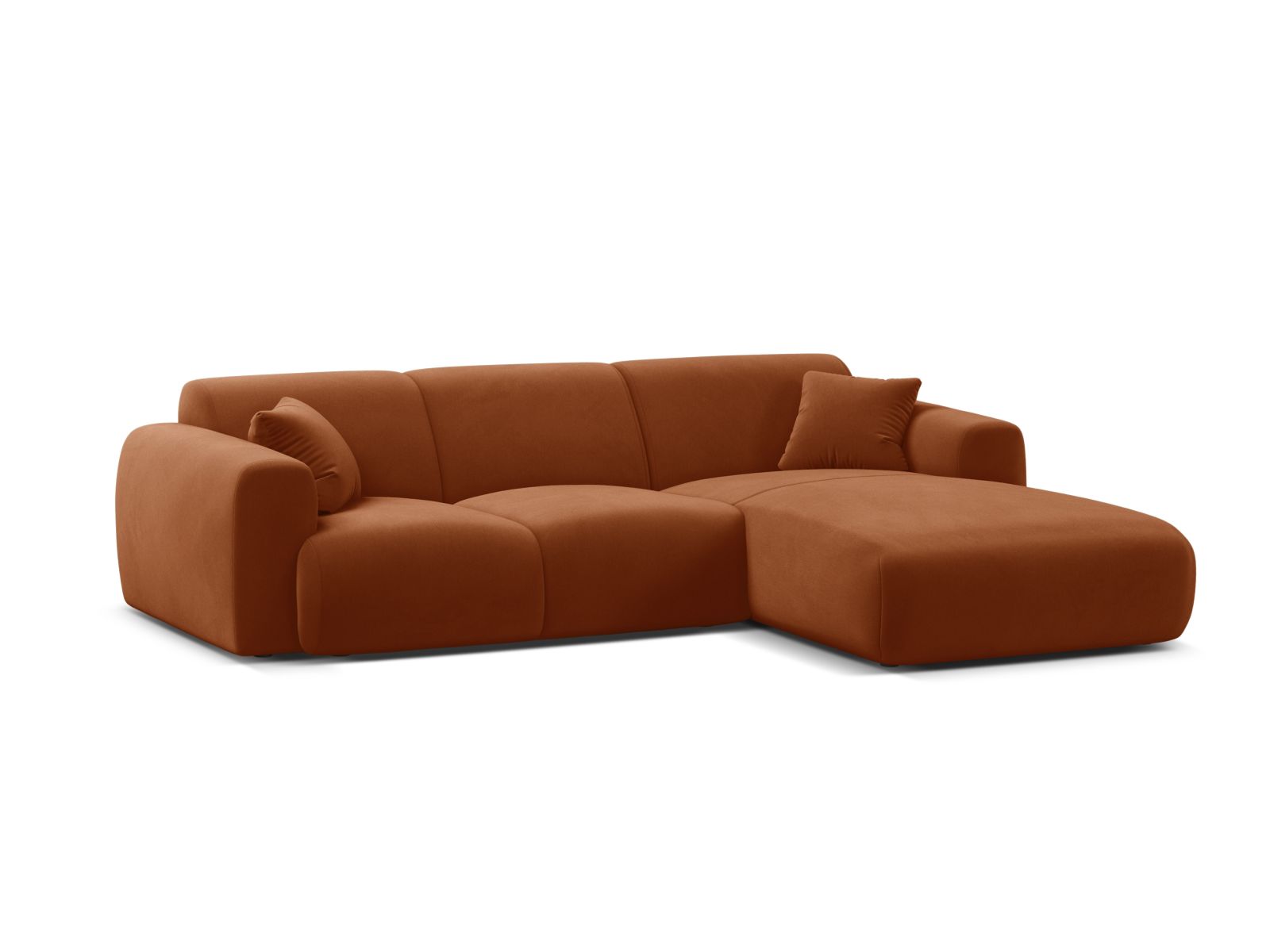 Velvet Right Corner Sofa, "Molino", 4 Seats, 255x170x72