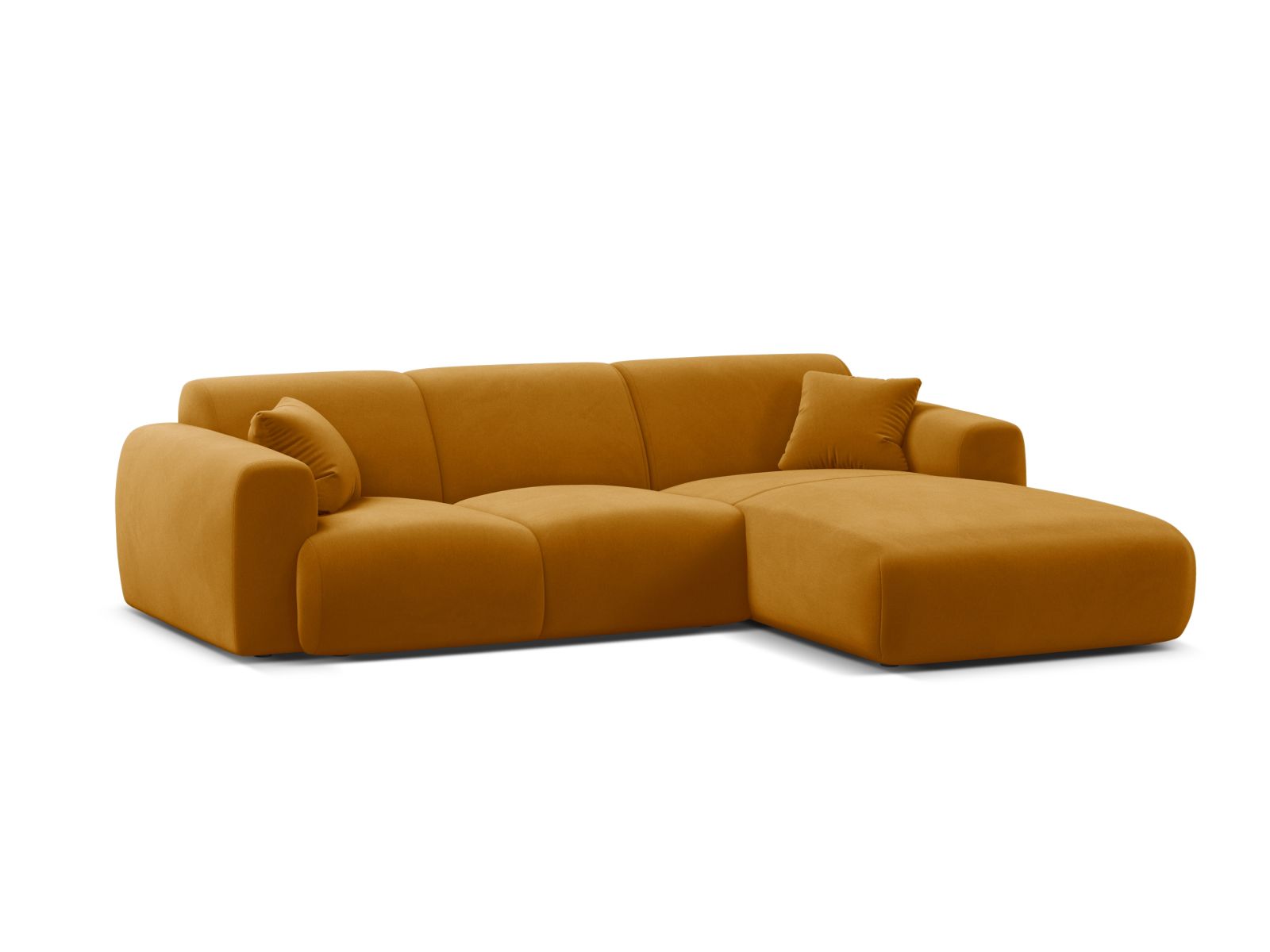 Velvet Right Corner Sofa, "Molino", 4 Seats, 255x170x72