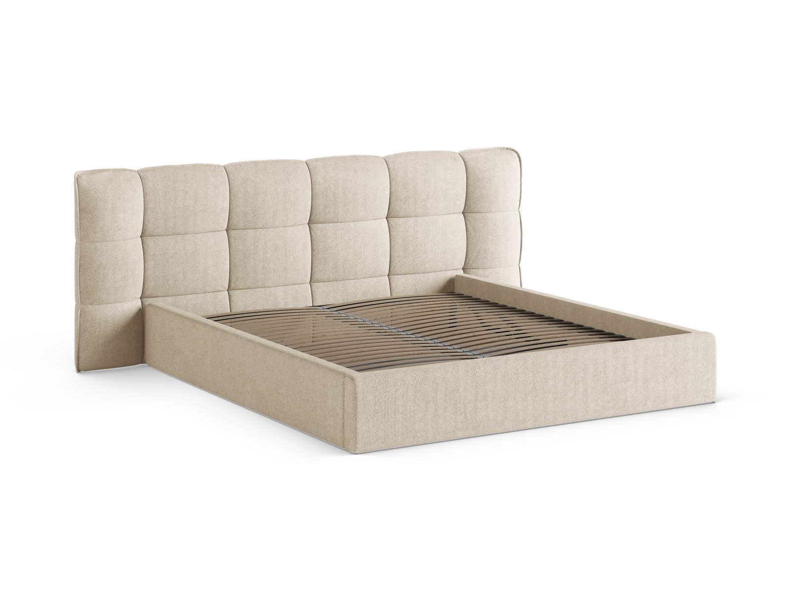 Boucle Storage Bed with Headboard, "Eric", 230x225x104