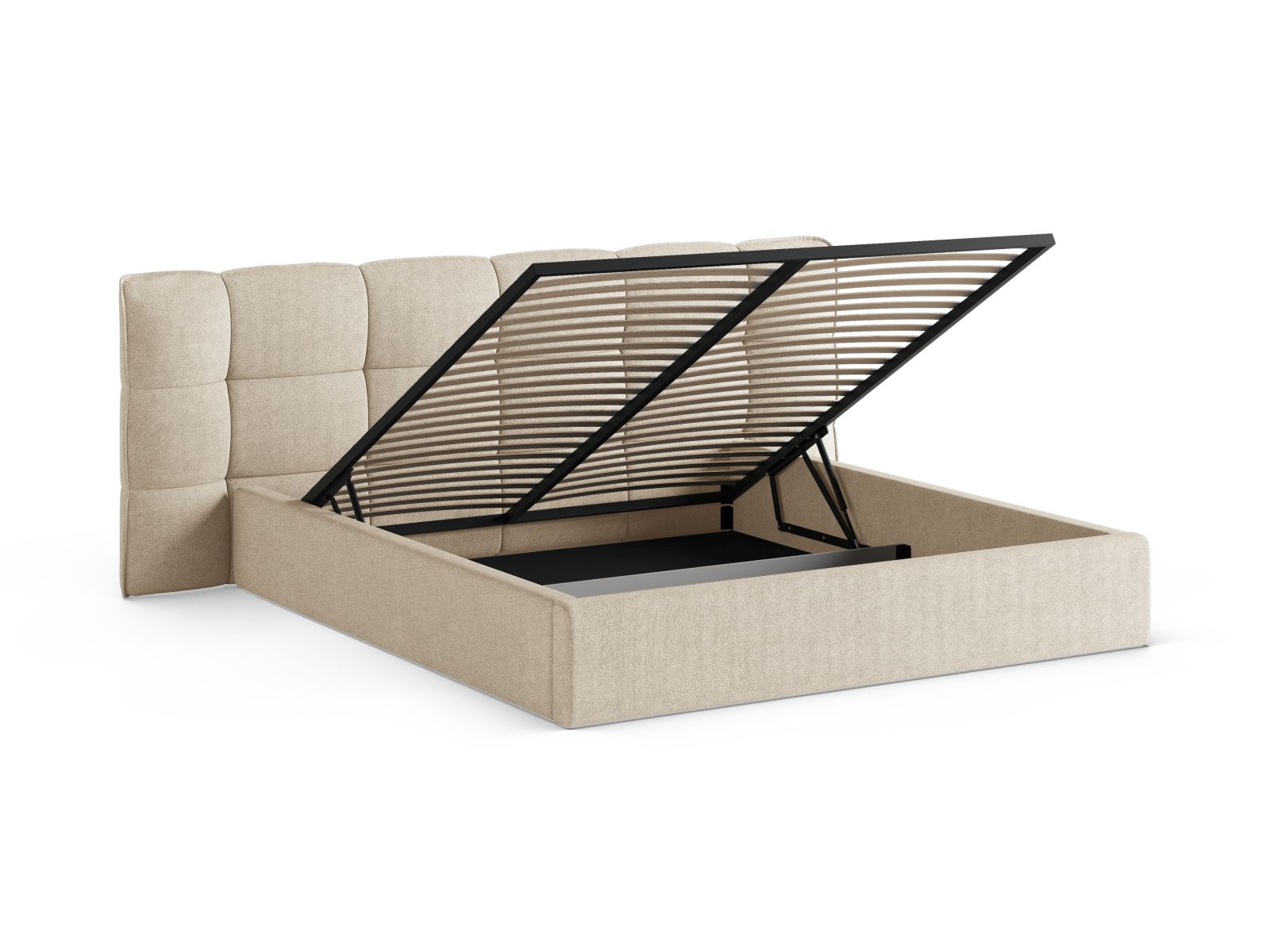 Boucle Storage Bed with Headboard, "Eric", 230x225x104