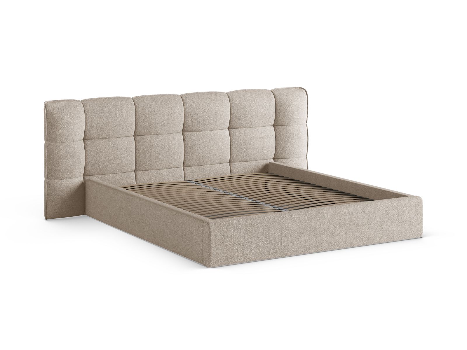Boucle Storage Bed with Headboard, "Eric", 230x225x104