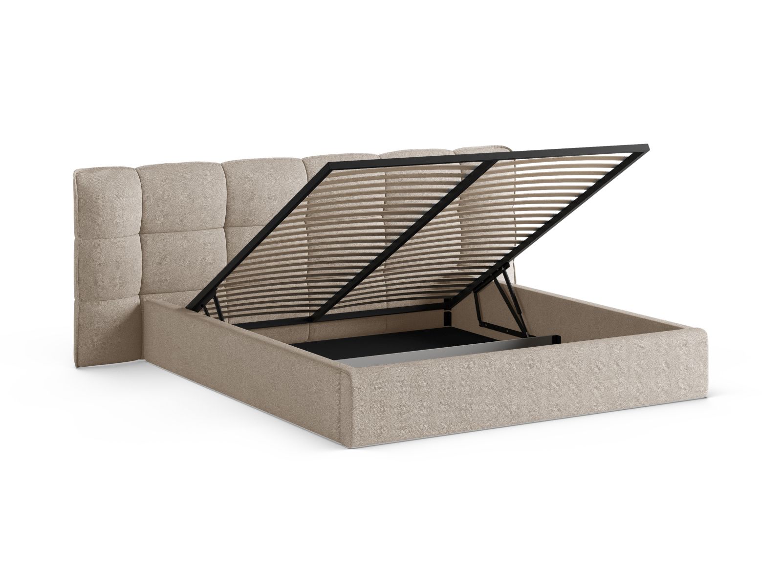 Boucle Storage Bed with Headboard, "Eric", 230x225x104