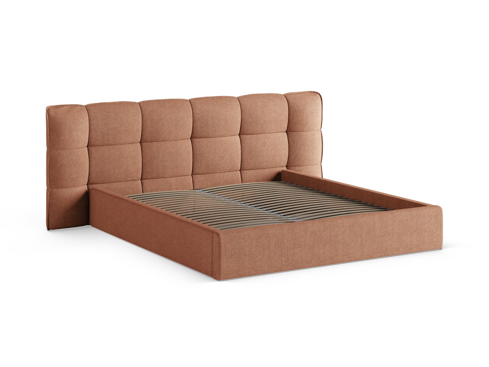 Boucle Storage Bed with Headboard, "Eric", 230x225x104