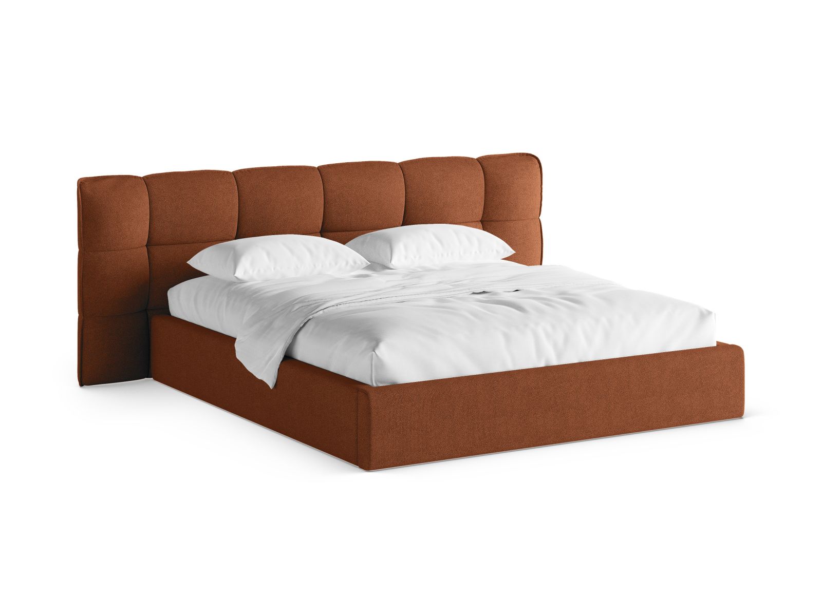 Boucle Storage Bed with Headboard, "Eric", 230x225x104
