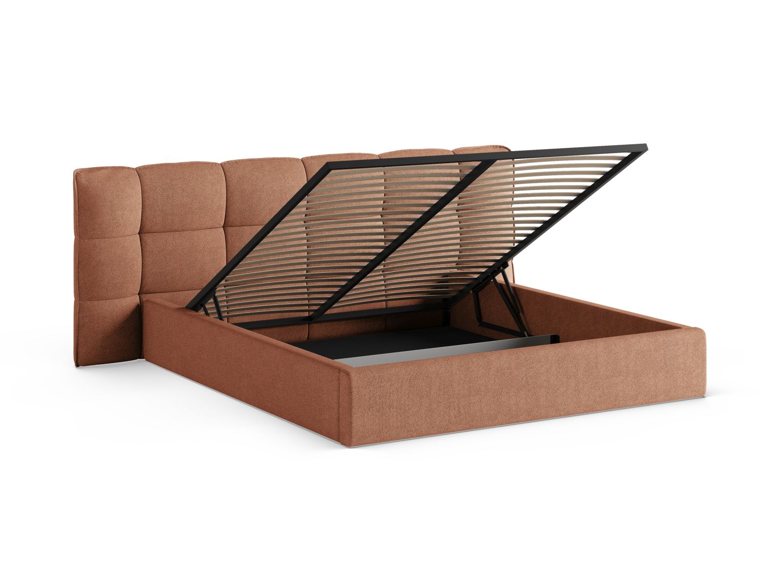 Boucle Storage Bed with Headboard, "Eric", 230x225x104