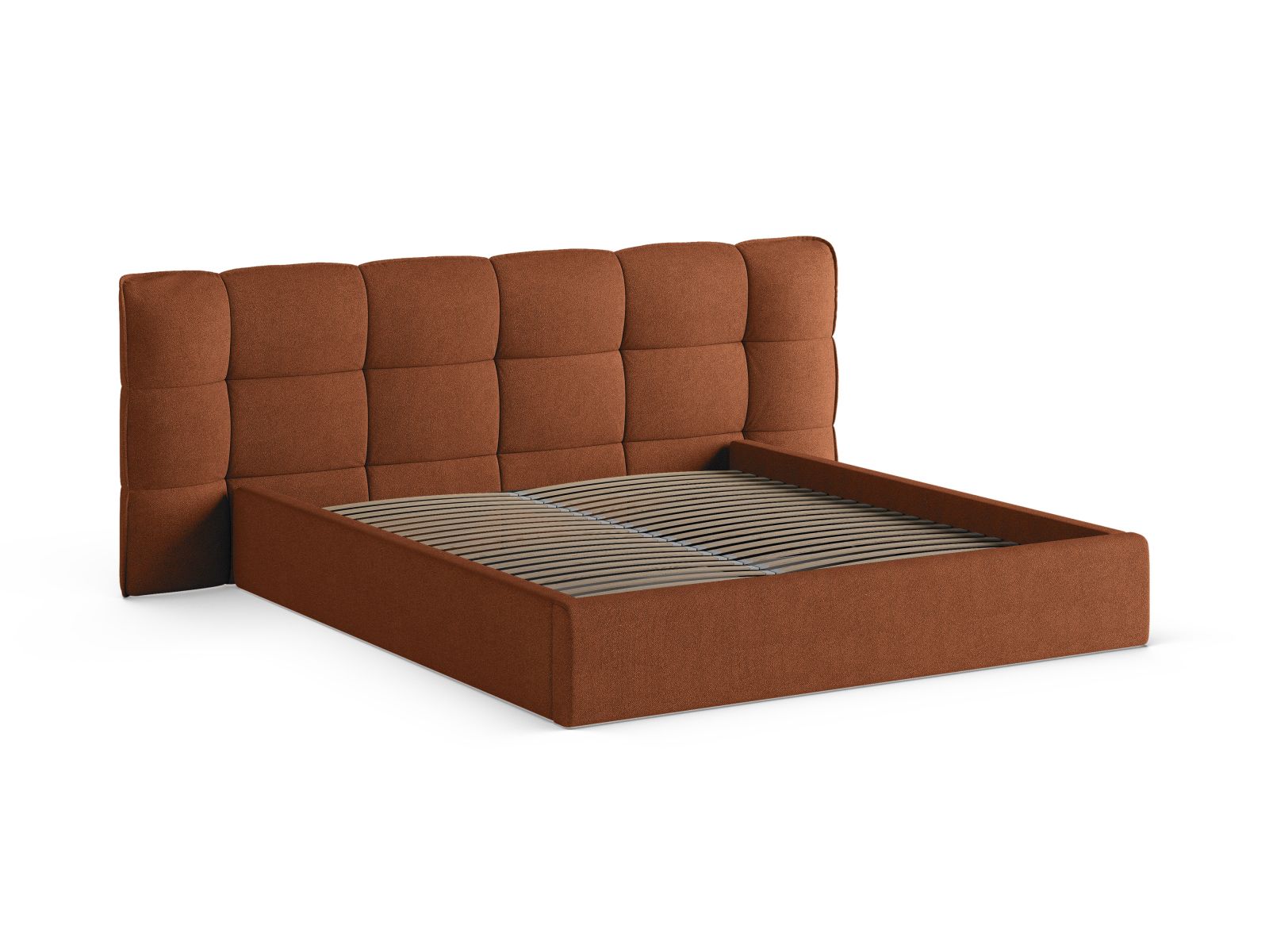 Boucle Storage Bed with Headboard, "Eric", 230x225x104