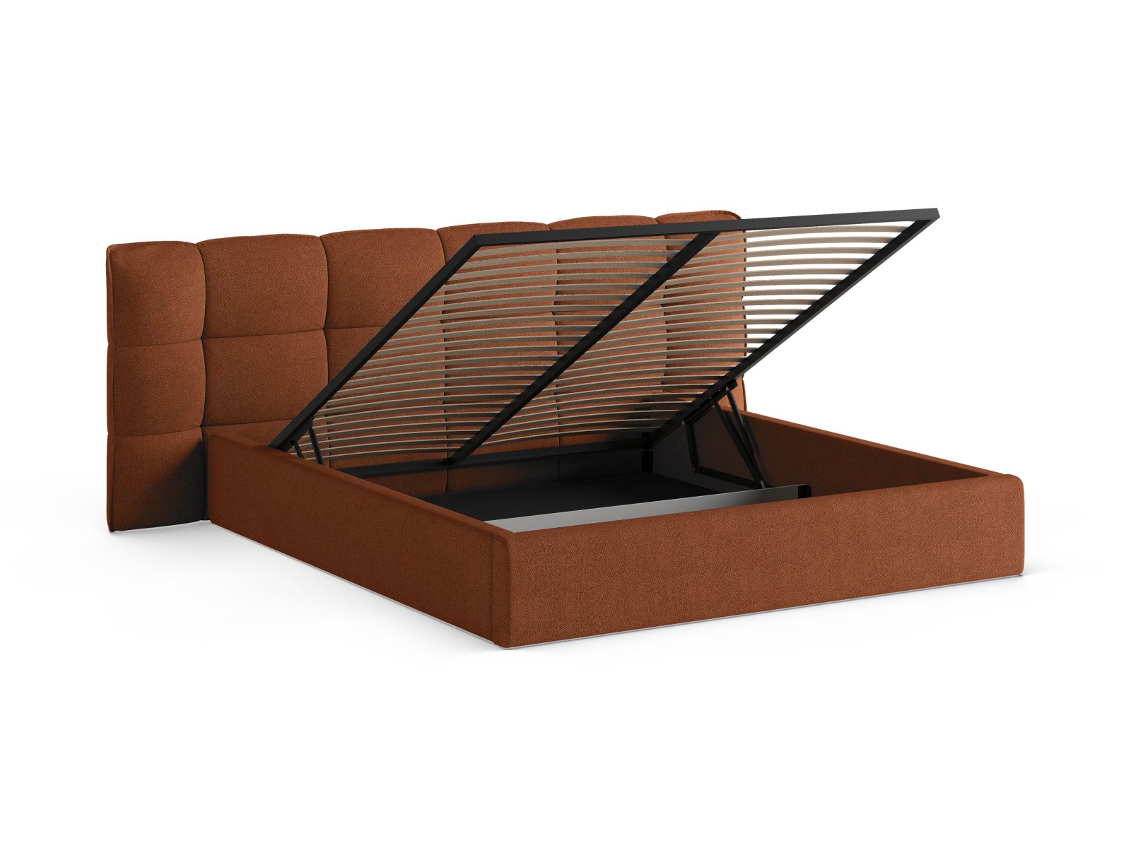 Boucle Storage Bed with Headboard, "Eric", 230x225x104