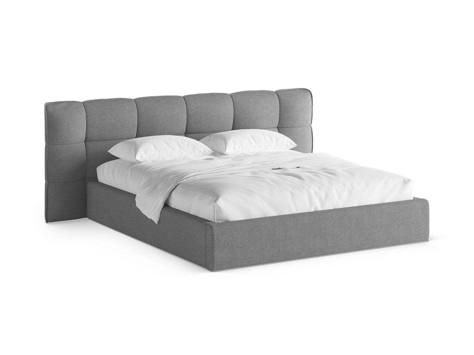 Boucle Storage Bed with Headboard, "Eric", 230x225x104