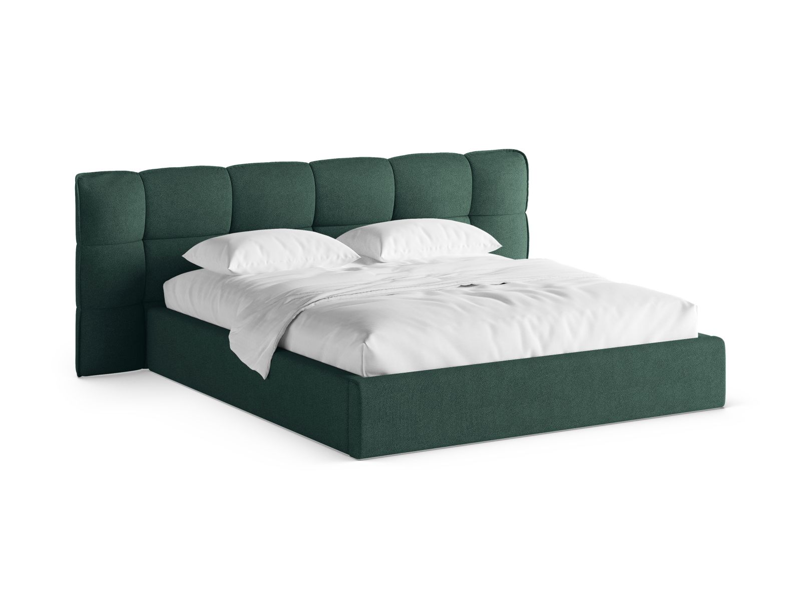 Boucle Storage Bed with Headboard, "Eric", 250x225x104