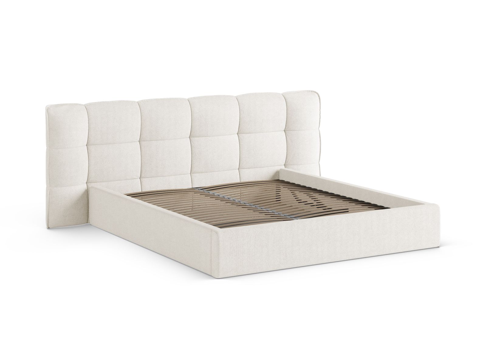Boucle Storage Bed with Headboard, "Eric", 230x225x104