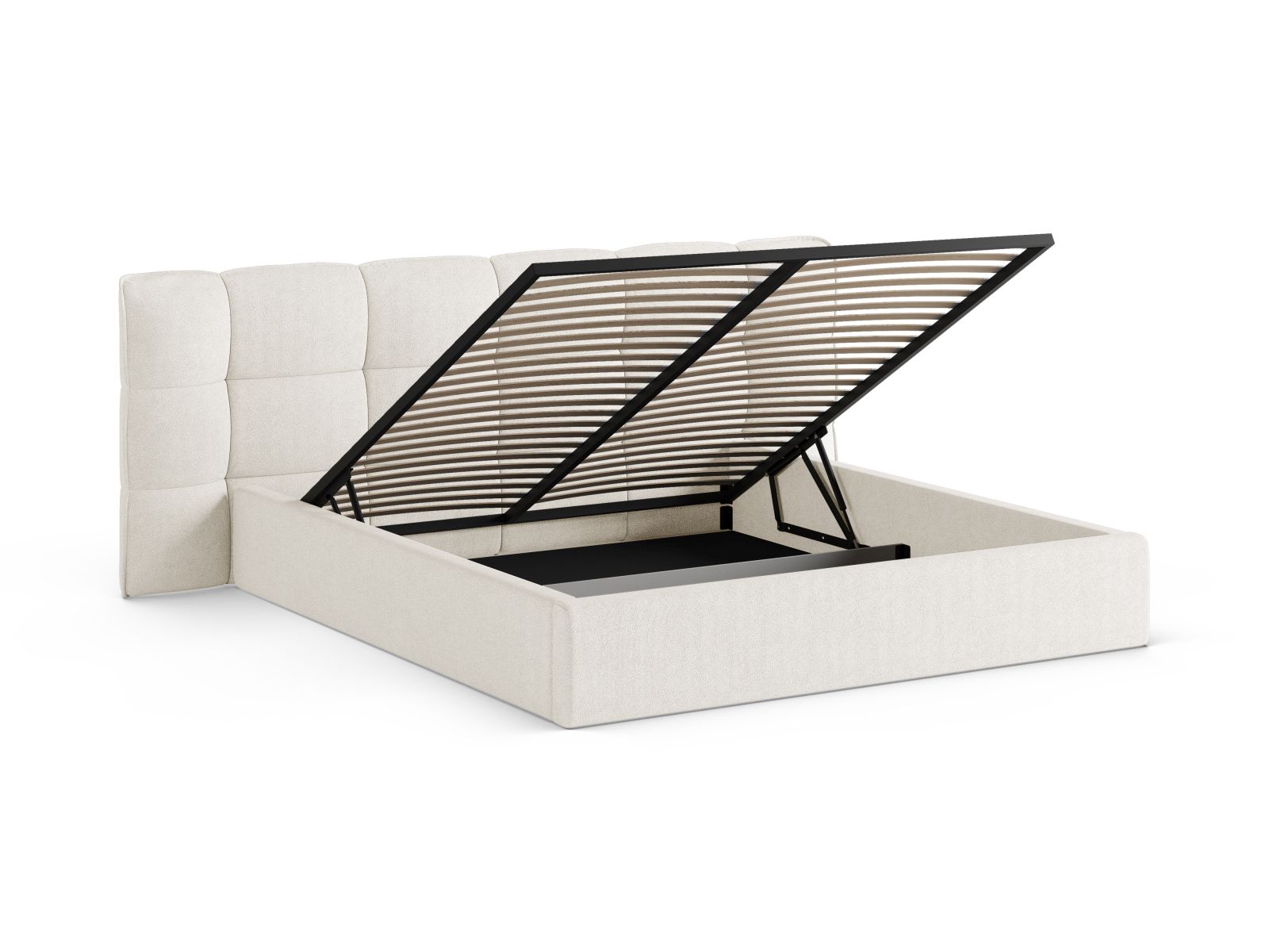 Boucle Storage Bed with Headboard, "Eric", 230x225x104