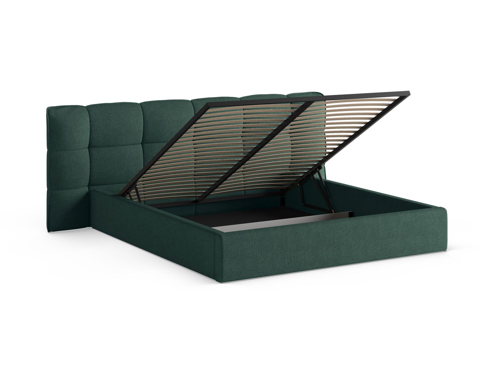 Boucle Storage Bed with Headboard, "Eric", 250x225x104
