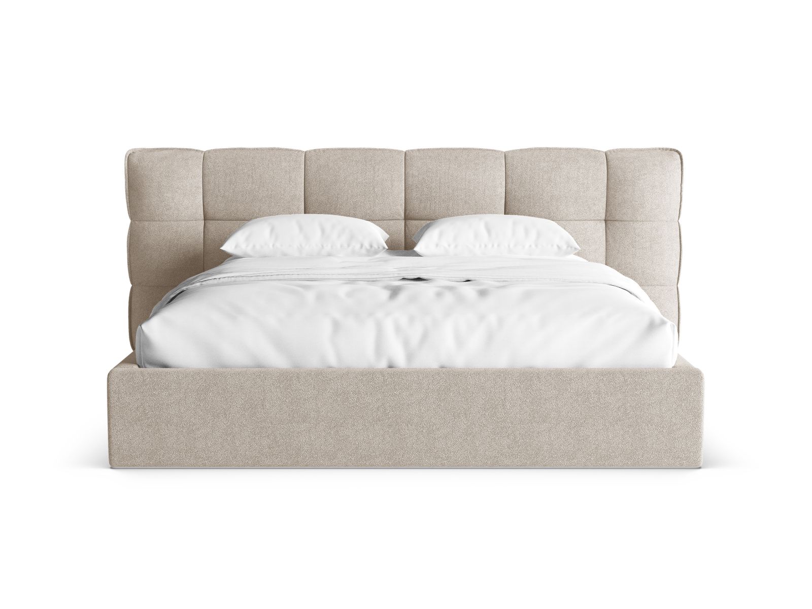 Boucle Storage Bed with Headboard, "Eric", 250x225x104