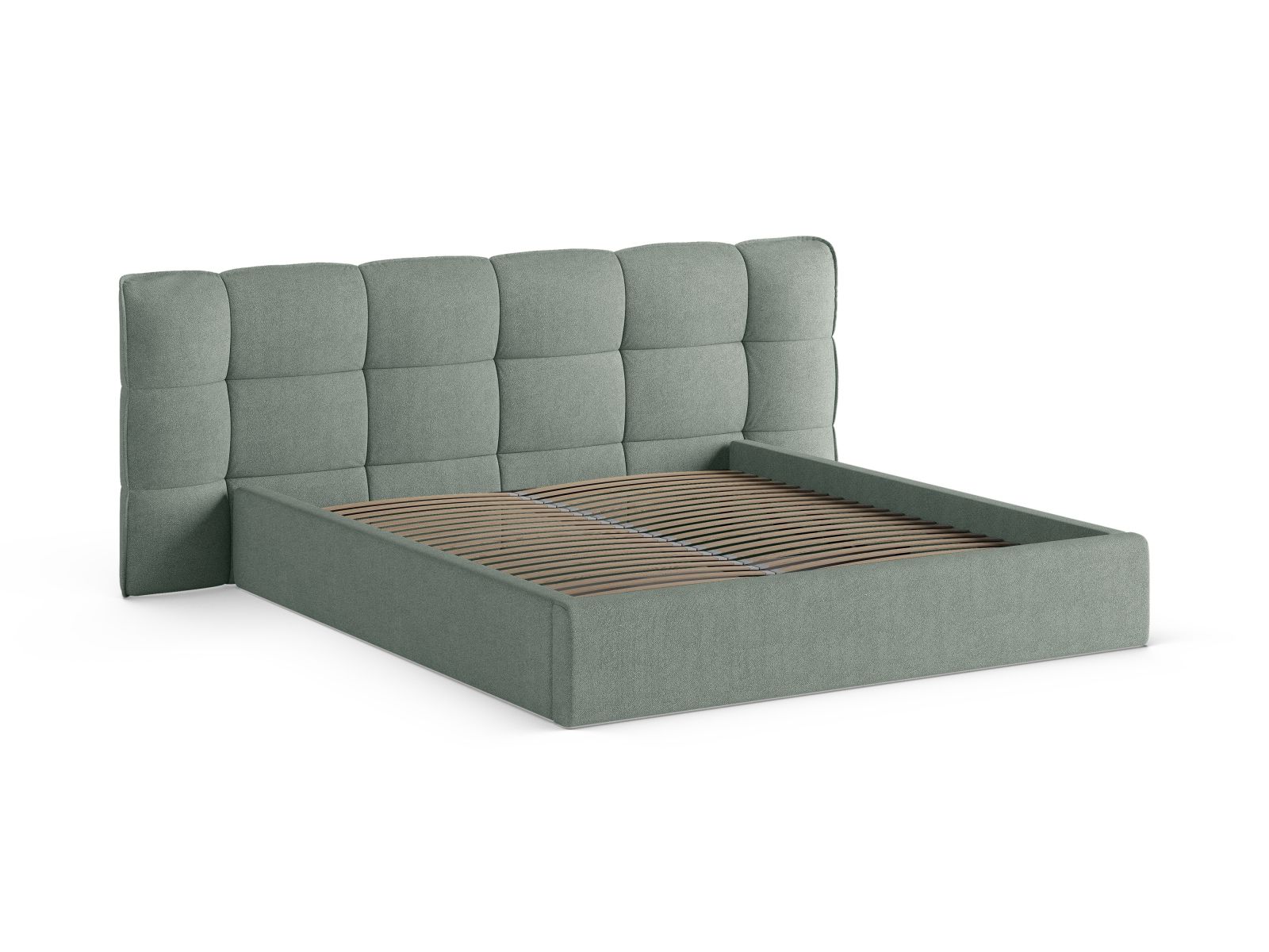 Boucle Storage Bed with Headboard, "Eric", 250x225x104