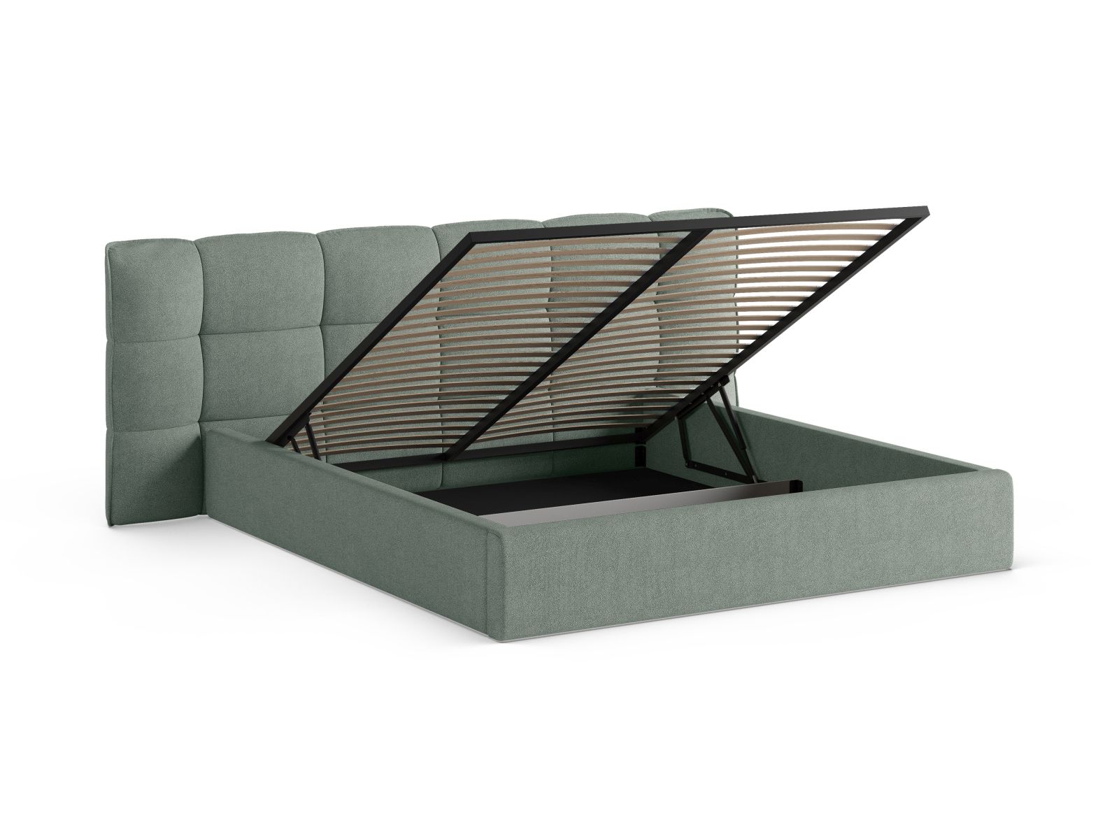 Boucle Storage Bed with Headboard, "Eric", 250x225x104