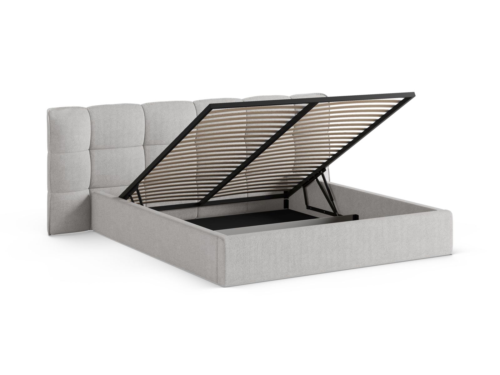 Boucle Storage Bed with Headboard, "Eric", 250x225x104