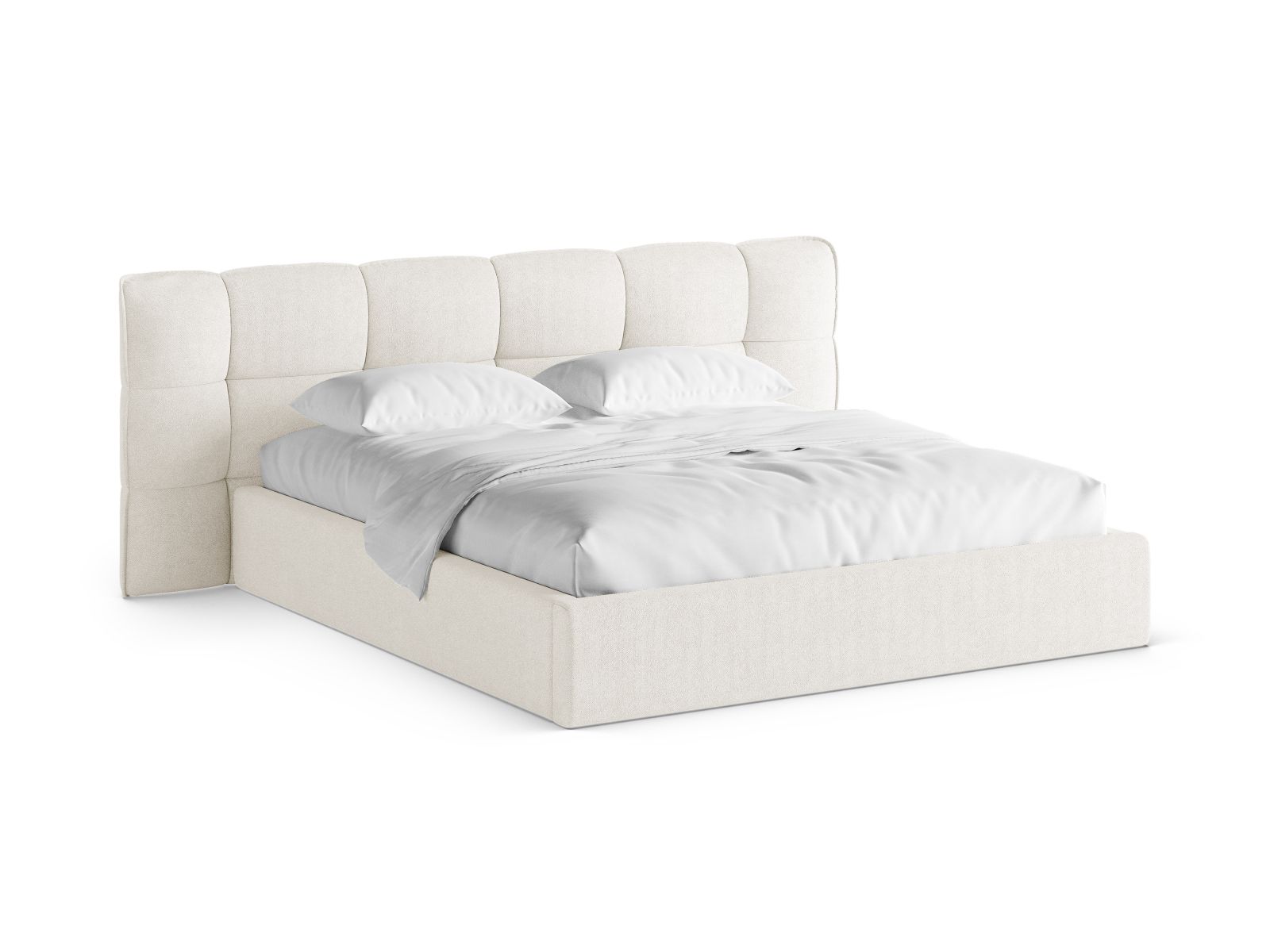 Boucle Storage Bed with Headboard, "Eric", 250x225x104